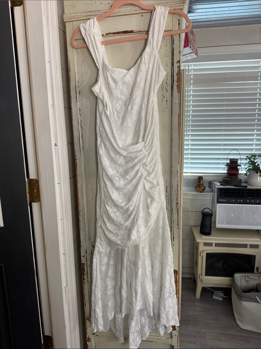White Ruched Tank Maxi Dress